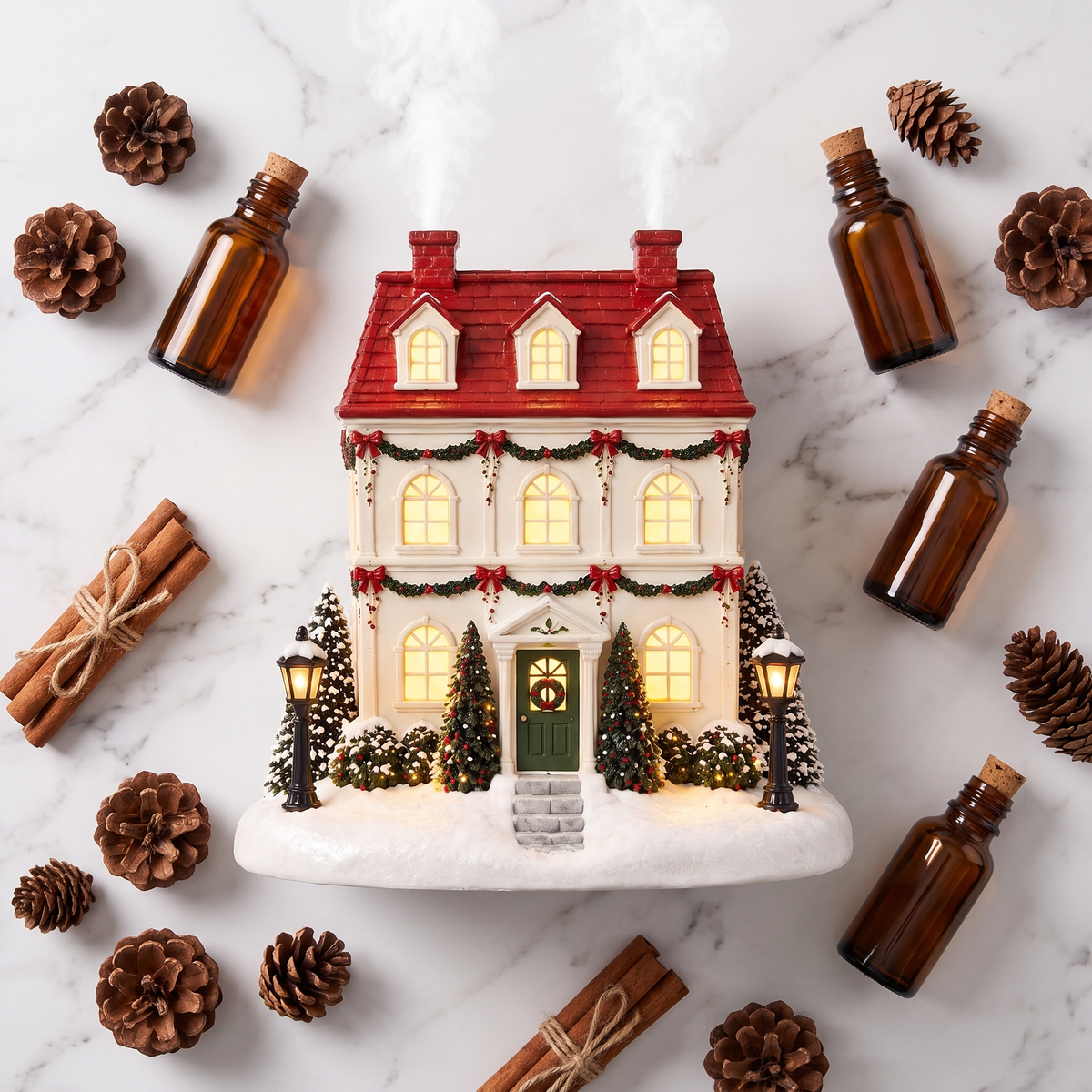 Snowy Lane House Diffuser - Top Down Flat Lay