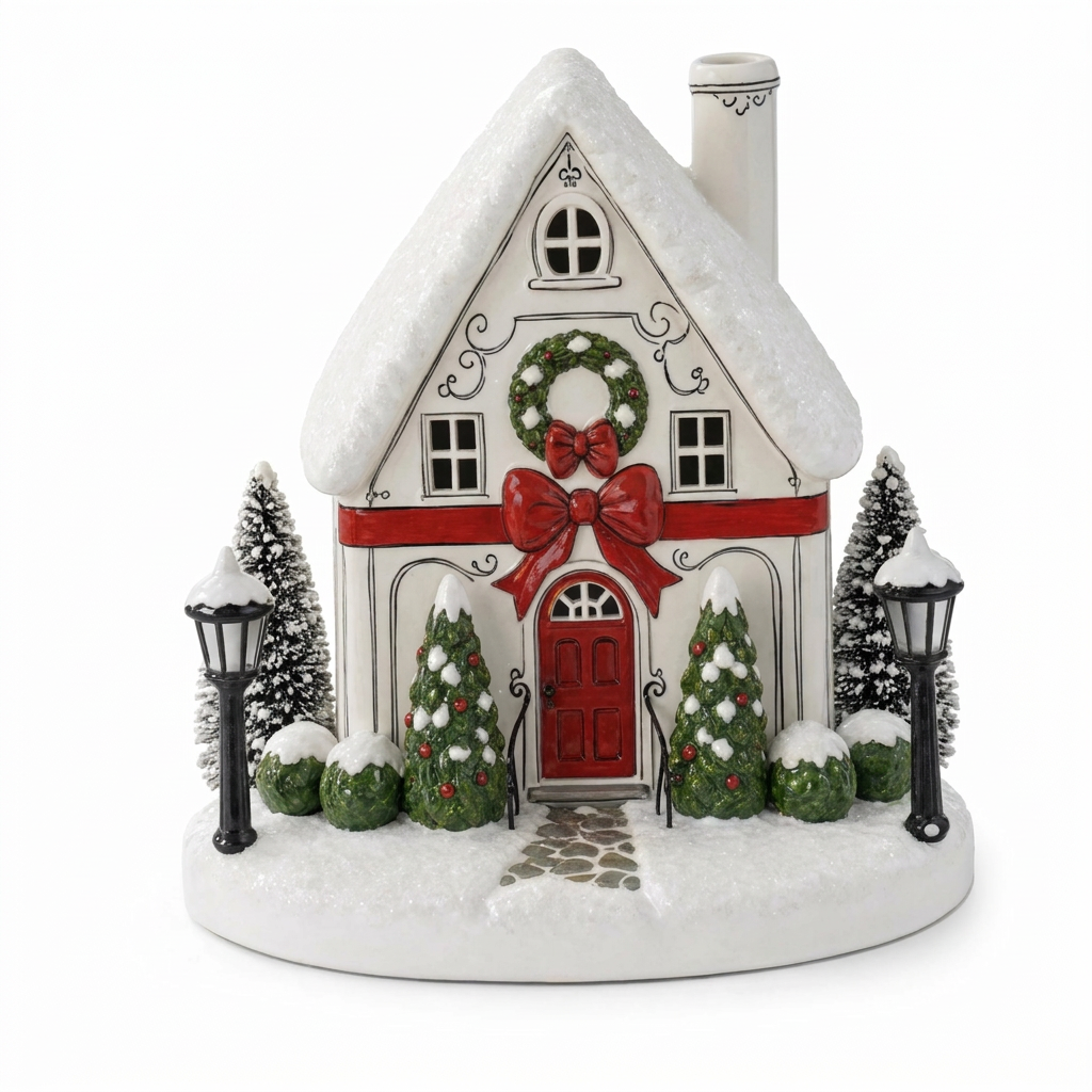Snowy Lane Winter Cottage - Front View