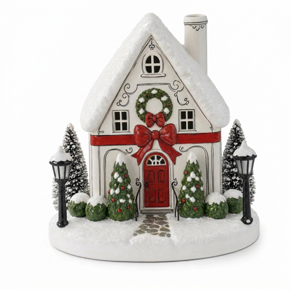 Snowy Lane Winter Cottage - Front View